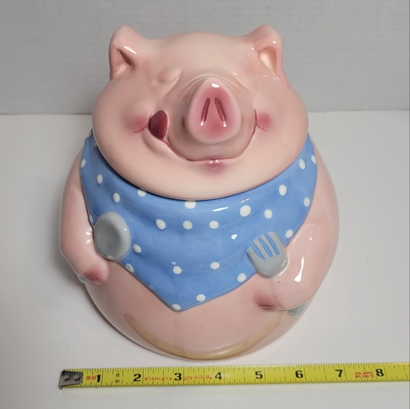 Pink Pig Out Vintage Clay Art Cookie Jar 1991 Excellent - Picture 16 of 16
